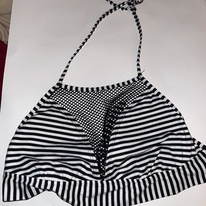 Haltered Top Striped Bikini Top